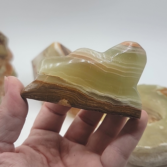 Natural Onyx Bundle Candle Holder Pyramid Point Cloud Flame - Picture 6 of 6